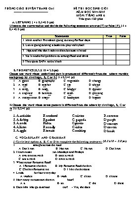 Đề thi olympic môn Tiếng Anh Lớp 6 - Đề 10 - Năm học 2014-2015 - Phòng GD & ĐT Thanh Oai (Có đáp án)